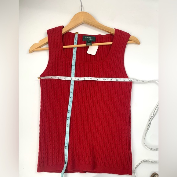 Lauren Ralph Lauren Shirt Womens M Red Sleeveless Linen Blend Top Blouse Anchor - Picture 4 of 5